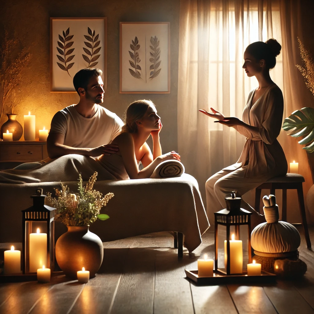 Toque consciente y conexión espiritual entre amantes